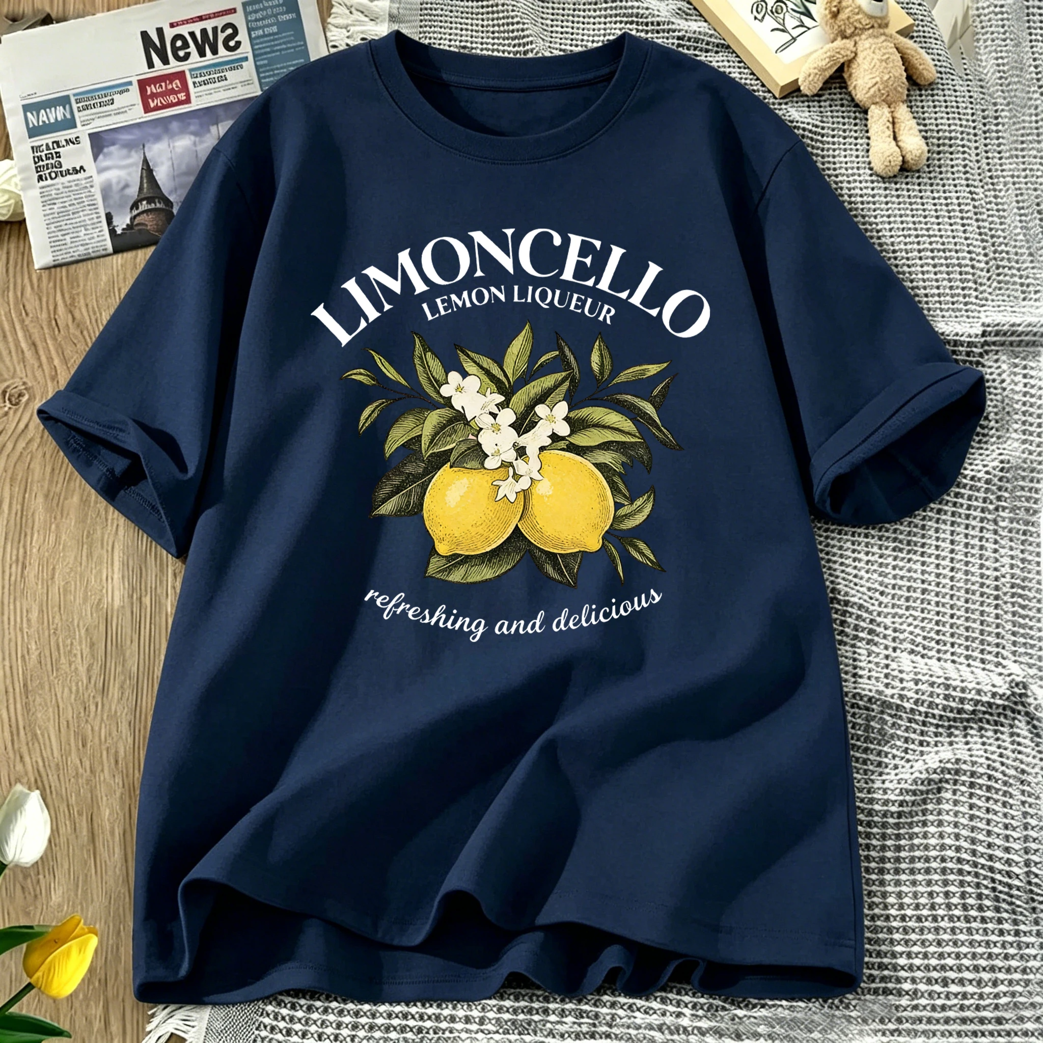 Limoncello Delicious Lemons Printing Women T Shirts Breathable Loose T-Shirt Casual Cotton Clothes Summer Comfortable Streetwear