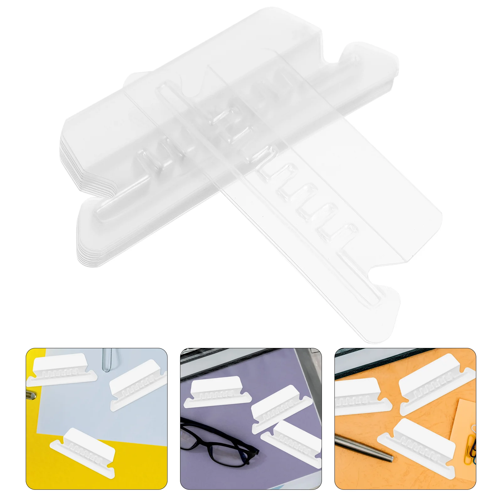 

50 Pcs Sets of (transparent (10) Tags) File Folder Labels Tabs Binder Filing Folders Hanging Portable Clip Detachable