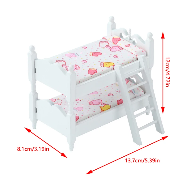 1:12 casa de bonecas em miniatura beliche brinquedo empilhamento cama móveis casa modelo decoração brinquedo casa boneca acessórios