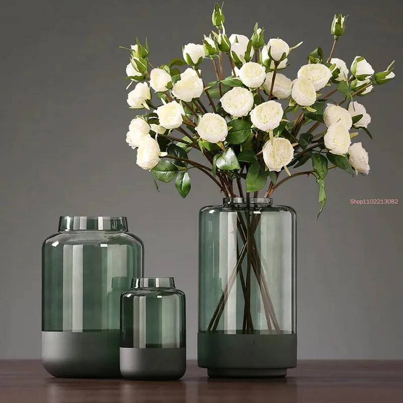 

Modern European Transparent Glass Vase Living Room Flower Arrangement Craft Decoration Home Dining Table Family Vases Decoration