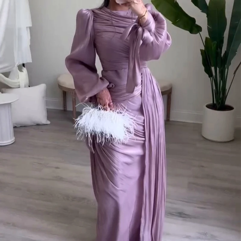 Senior Long Sleeves Chiffon Occasion Gown Evening Dresses Elegant Pastrol Unisex Jersey Retro Dubai Saudi Arabic Promفساتين سهرة