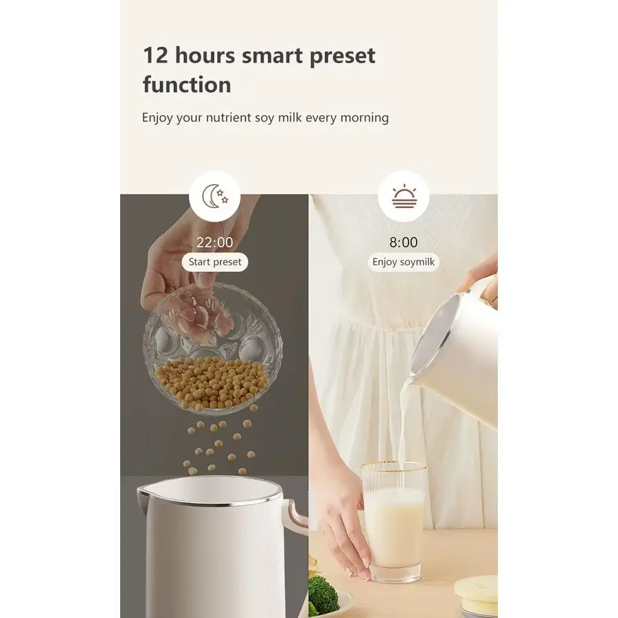 Macchina per il latte di noci, capacità 40,5 once 1200 ml, mandorle fatte in casa, avena, cocco, soia, latte a base vegetale, frullatore automatico con avvio ritardato