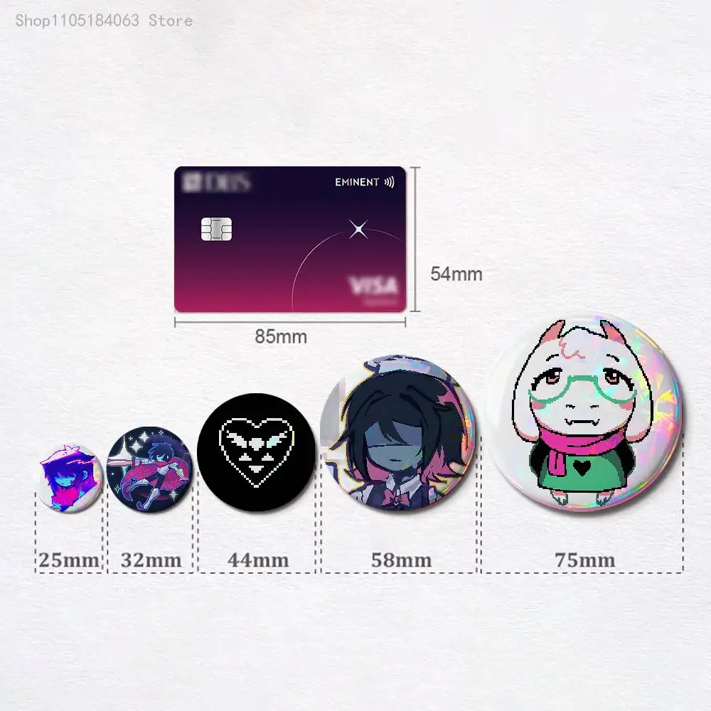 D-DeltaruneS Badges 25 32 44 58 75 mm Round Cosplay Pin Bag Decor Fans Collect Friends Gifts Brooch Souvenir