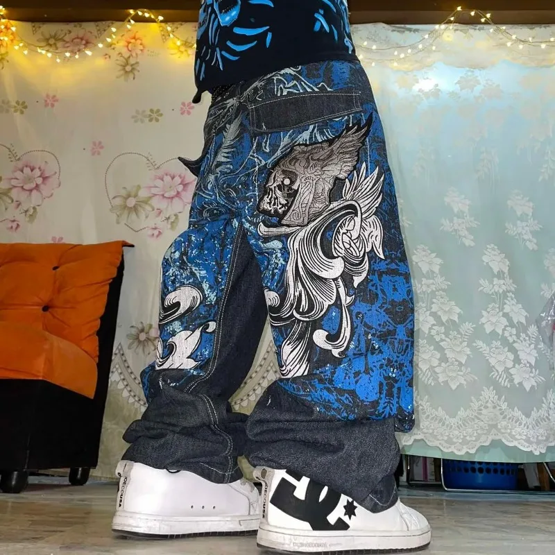 Streetwear Fashion New Pattern Printing Casual Baggy Jeans Women Y2K Punk Hip Hop Vintage Casual Joker High Waist Wide Leg Pants