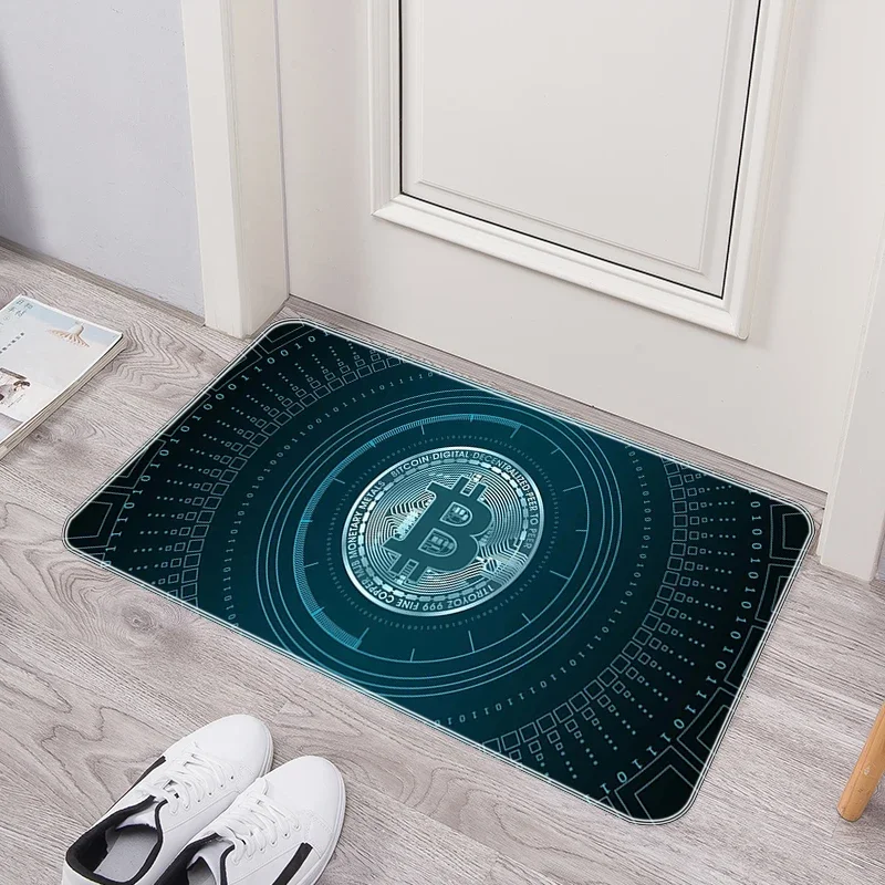 Bitcoin Home Carpet Entrance Doormat Room Mats Non-slip Kitchen Mat Balcony Carpets Rugs Door Foot Rug Bedroom Floor House Decor