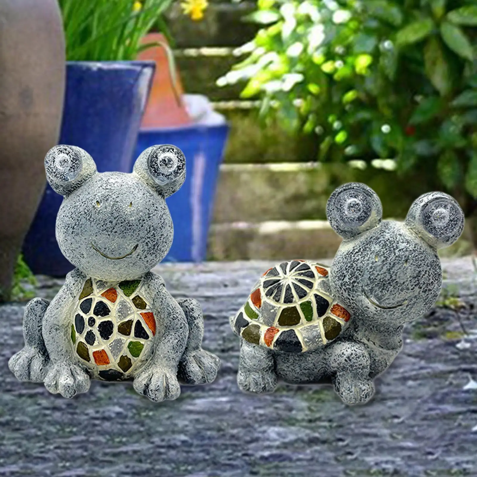

Turtle Frog Garden Statue Solar Lights Outdoor Animal Ornaments for Backyard