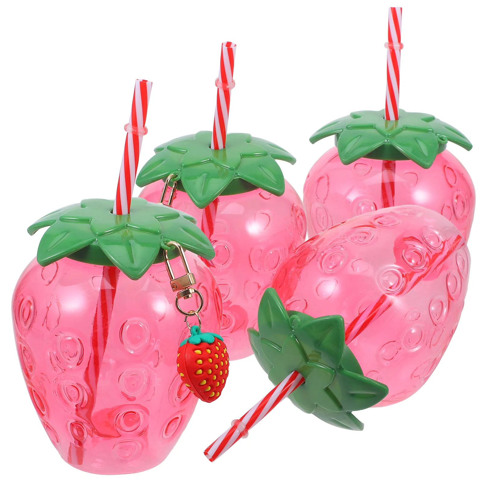 

4 Pcs Strawberry Sippy Cup Can Insulated Bottles Cocktail Glasses Milk Tea Party Favors Sweet Display Cake