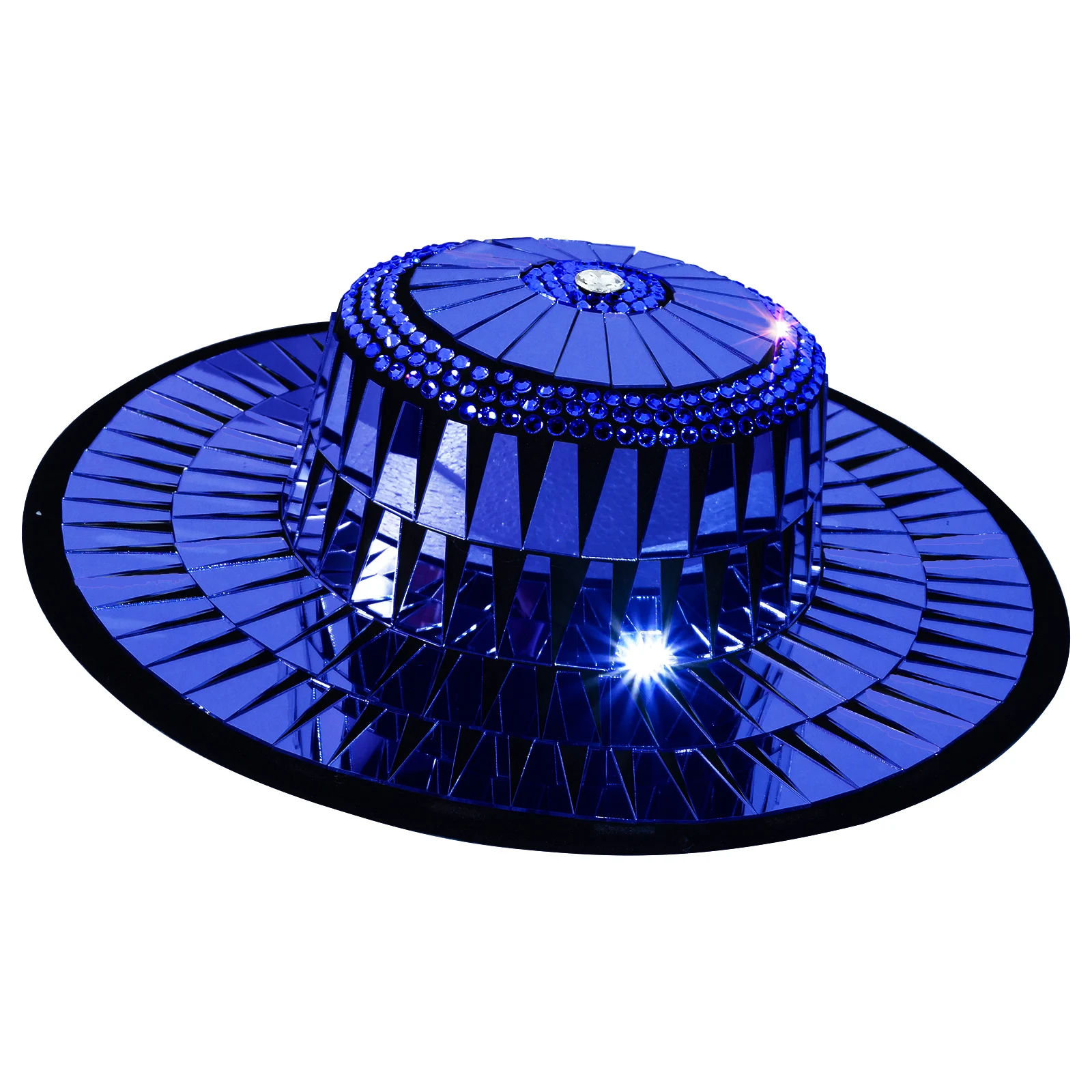 لامعة الماس متجمد جولة الجاز الأسود مرآة قبعة المرحلة حفلة عيد ميلاد أداء الكرة الرقص المغني زي تغيير Queenoutfit #5