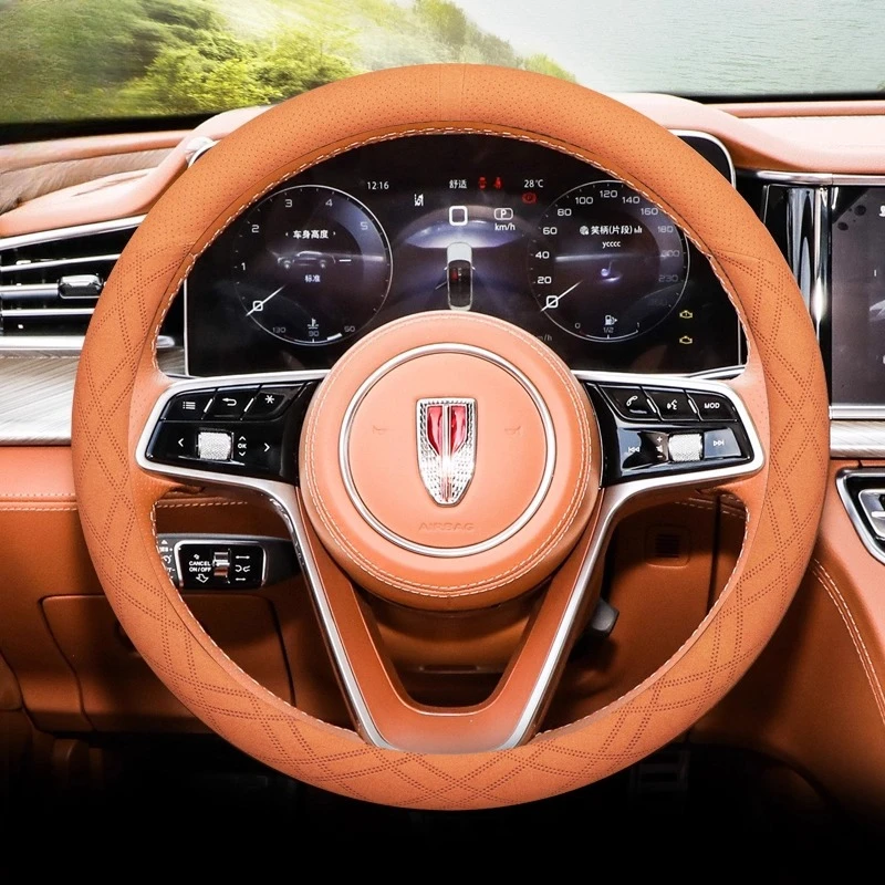 

For HongQi H9 H5 HQ9 HS9 H6 HS3 Suede Ultrathin Anti Slip Steering Wheel Cover Four Season Universal Car Interior Accessories