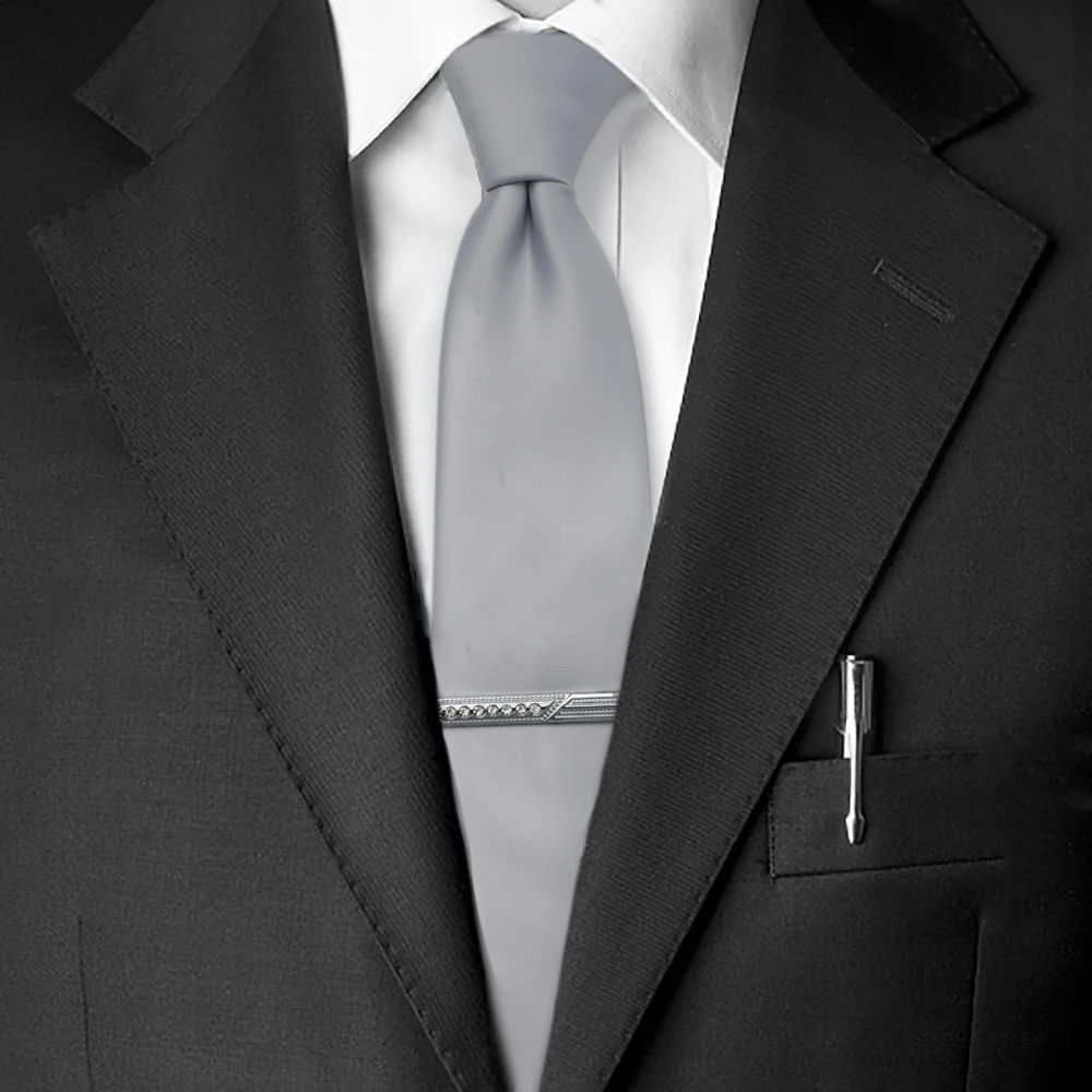 Fermacravatta da uomo in metallo dorato e nastro nuovo, materiale in acciaio inossidabile cromato brillante, fibbia per gioielli, accessori aziendali per feste di matrimonio