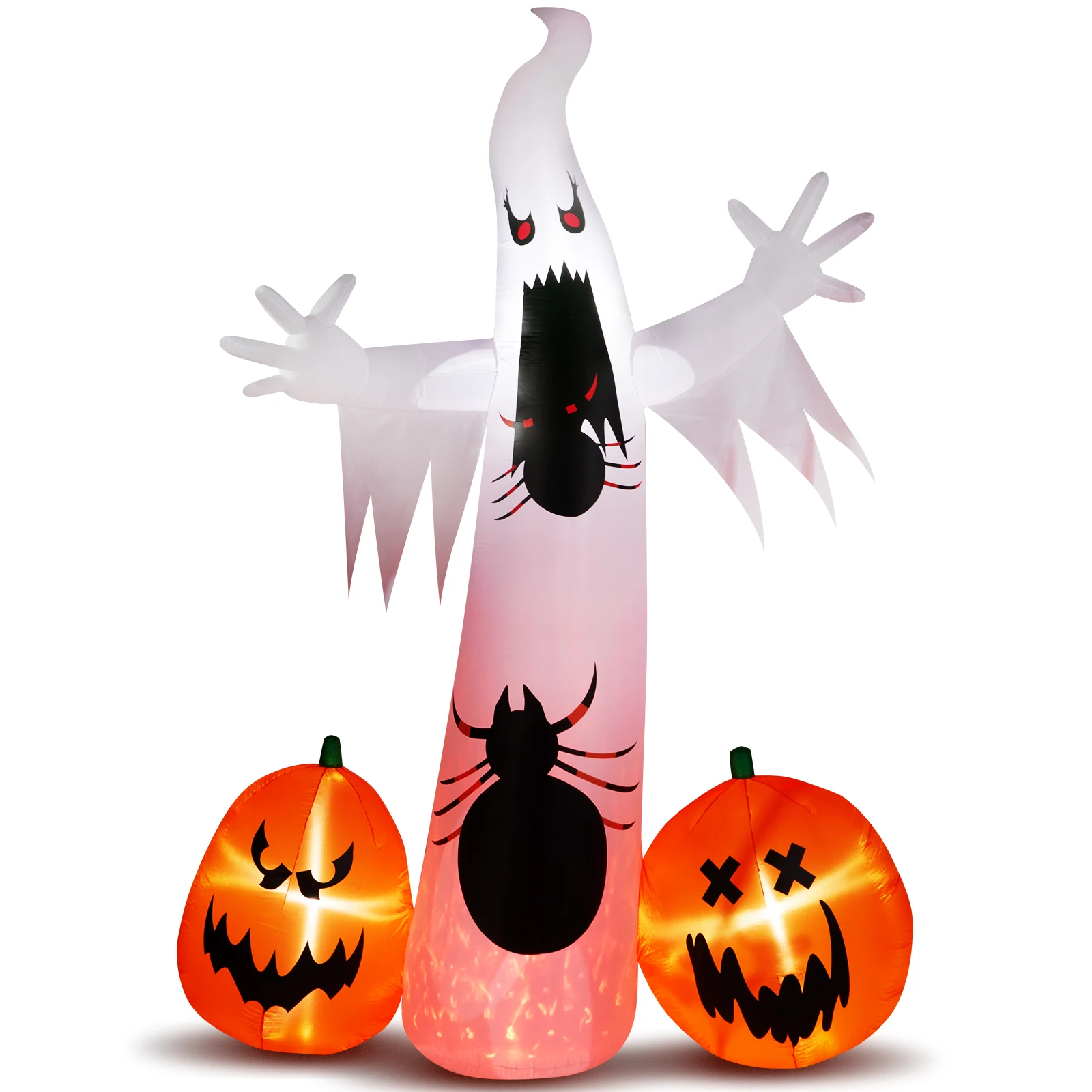 11.8 FT Halloween Inflatables Ghost Spider Pumpkin Outdoor Decorations, Scary Halloween Giant Blow up Ghost Decorations for Holiday Party Front Yard Lawn Garden Decor