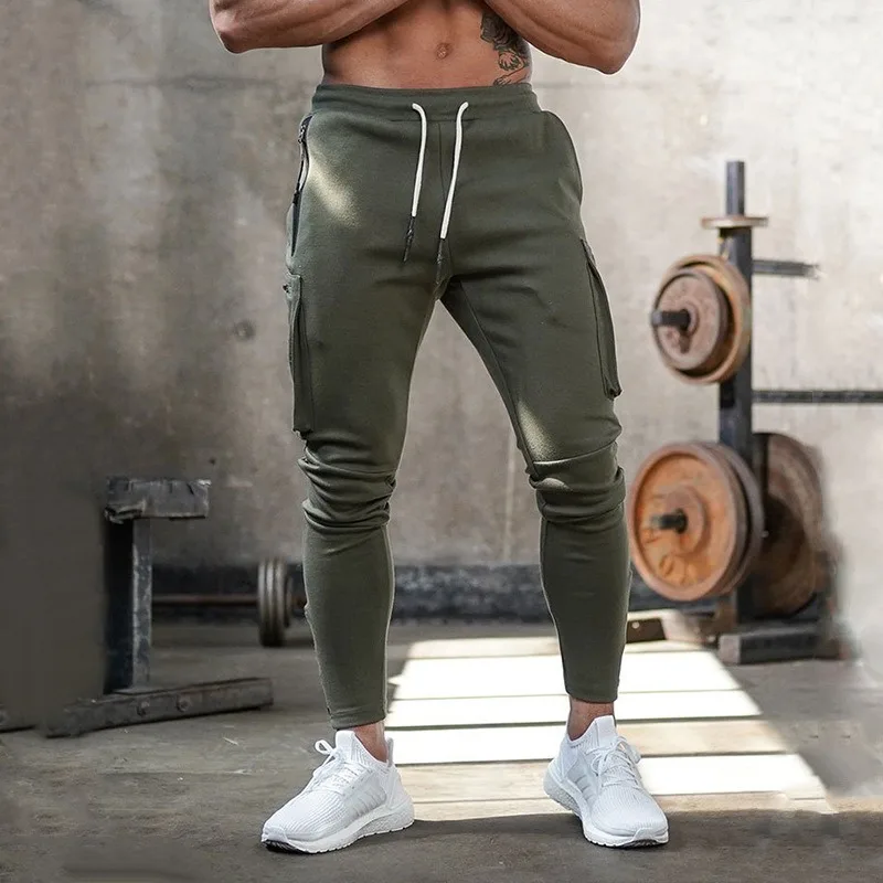 

Men's Multi Pocket Sports Work Pants Camouflage Gym Muscle Running Mountaineering Strong Men's Stretch Tight Fitness Pants