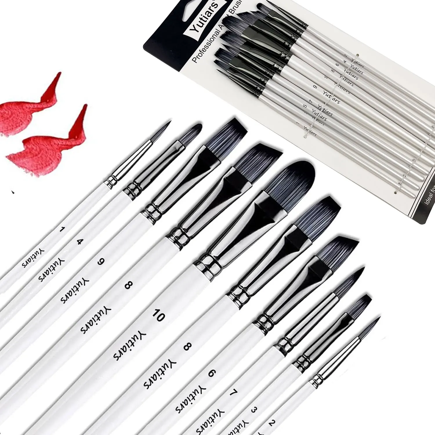 

10 шт., набор кистей для рисования художника, различные нейлоновые кончики волос, кисти, профессиональный набор для рисования акриловой акварели