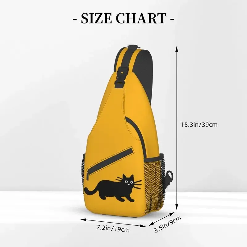 Bolso de hombro de gato negro de dibujos animados para hombre, mochila cruzada al pecho, mochila de viaje, senderismo, moda personalizada