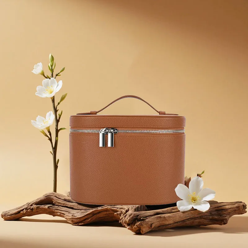 Nuevo bolso de cosméticos de cuero PU para mujer, bolsa de almacenamiento portátil de gran capacidad, bolsa de maquillaje de lujo, bolsa organizadora para viaje