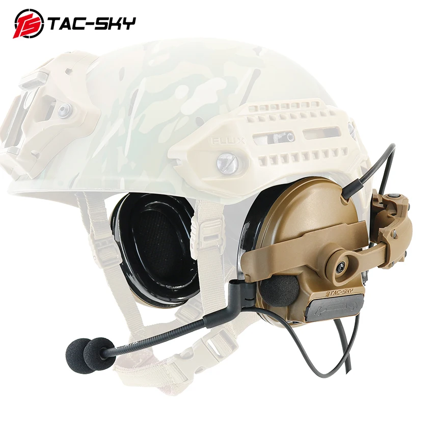 

TS TAC-SKY Tactical Helmet Mount Headset C3 Upgraded Version Walkie-Talkie PTT Headset Compatible with MLOK Rail Helmets