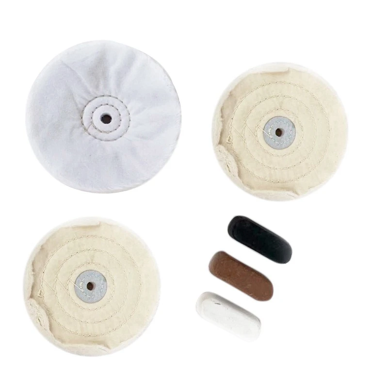 6 Pcs 6 Inch Buffing Polishing Wheels Including Cotton And Flannel With 1/2 Inch Arbor Wheel For Bench Grindes