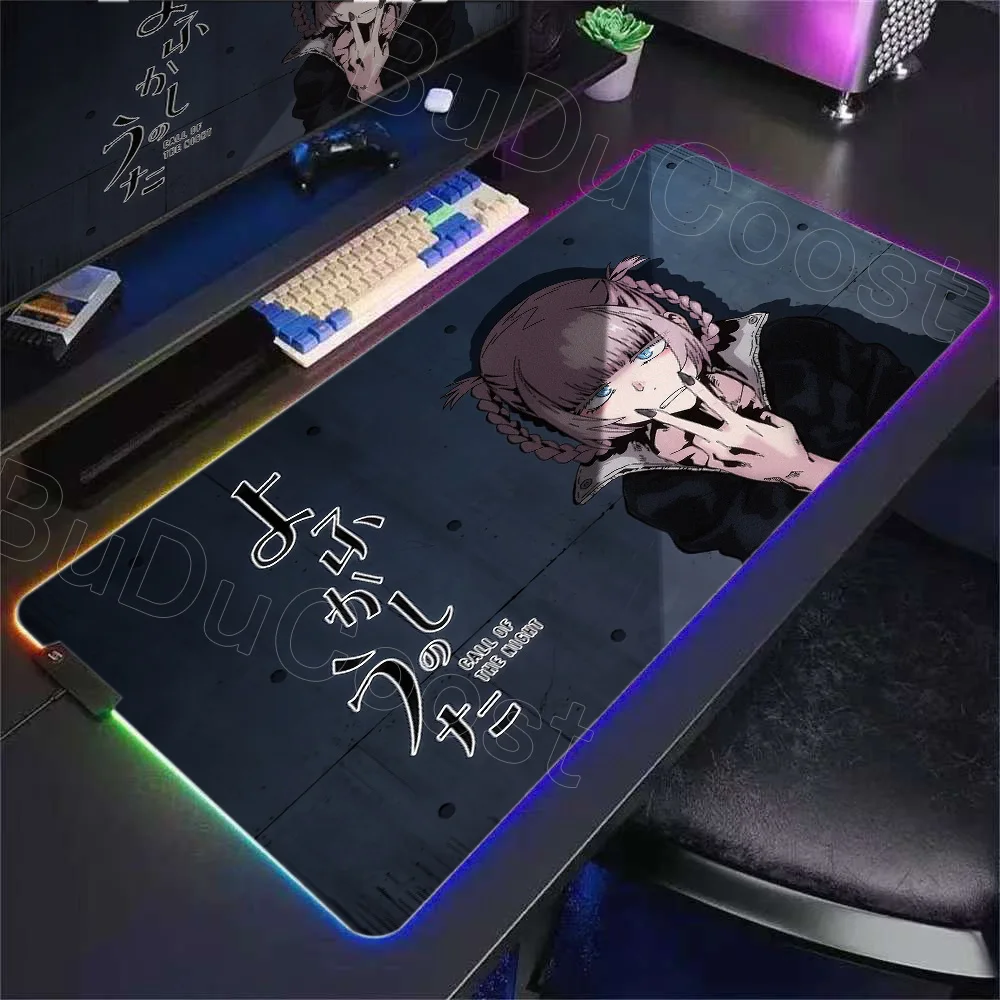 RGB Anime Desk Mat Call of The Night Mouse Pad Nanakusa Nazuna Anime Large MousePad Keyboard Pad PC Gaming Accessories Table Mat
