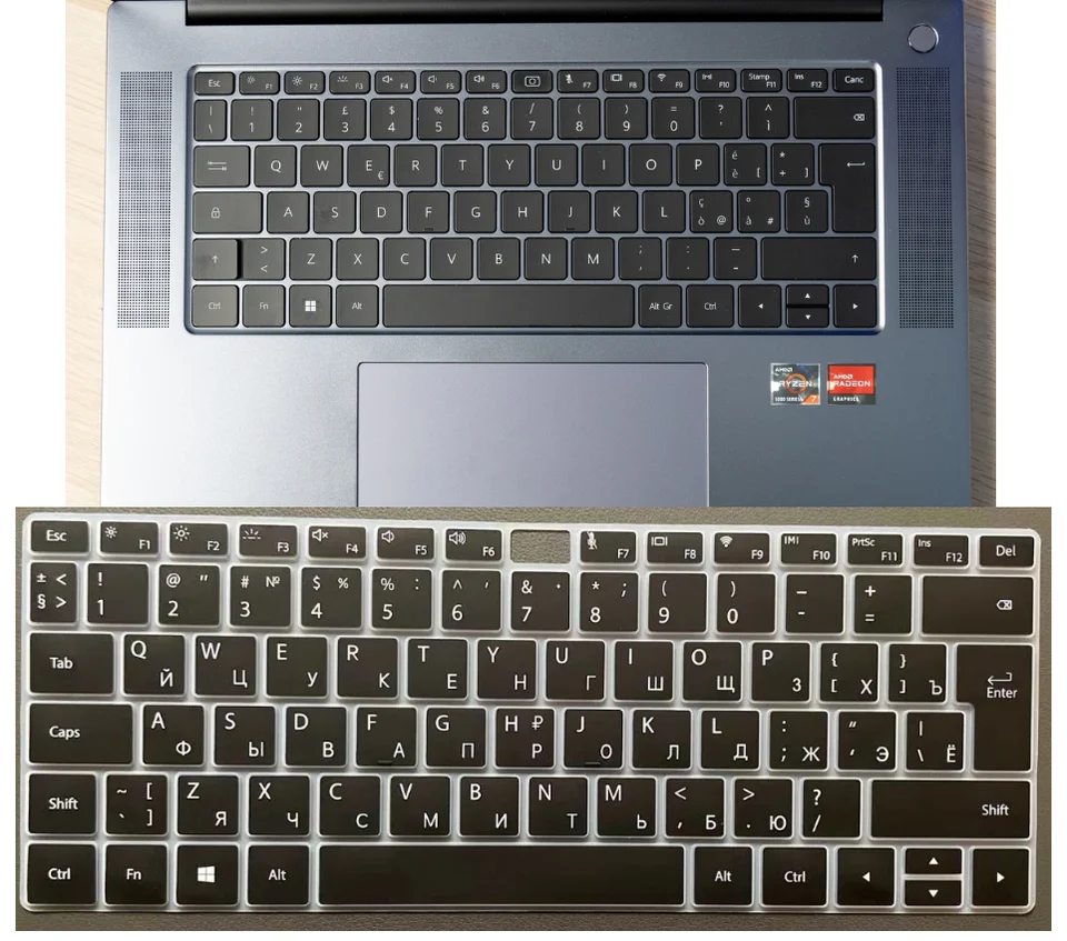 Spanish EURO Russian US Laptop Keyboard Cover Skin for Huawei