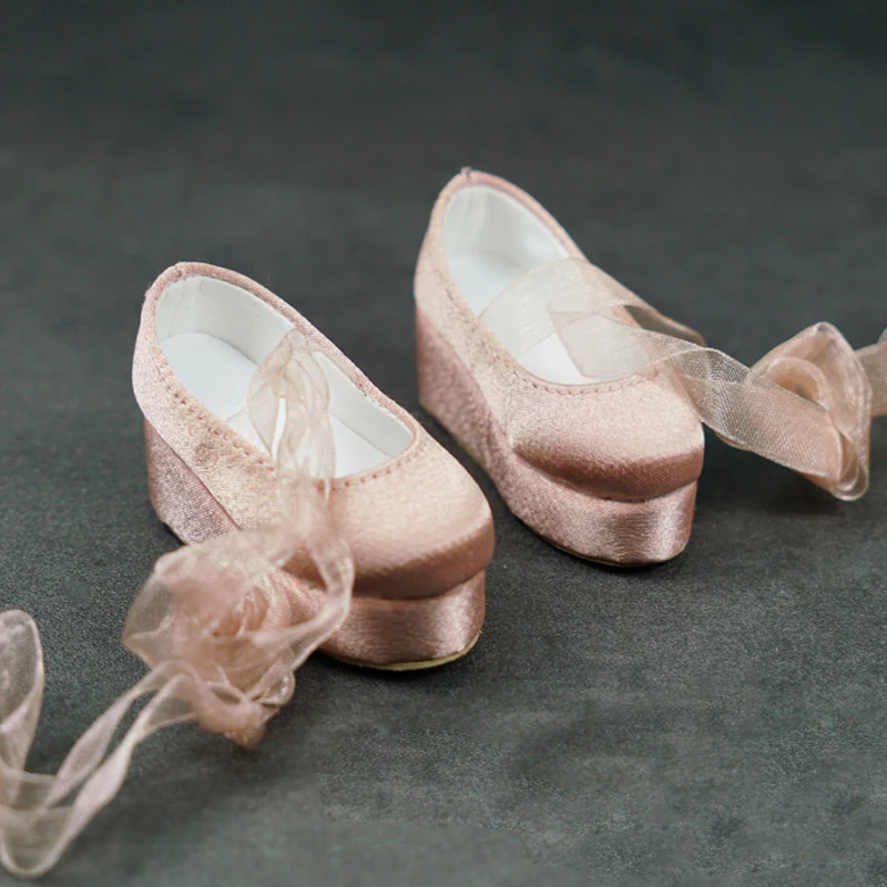 

D04-A613 handmade toy 1/4 MSD Doll BJD/SD doll Accessories pink color ribbon princess shoes 1pair