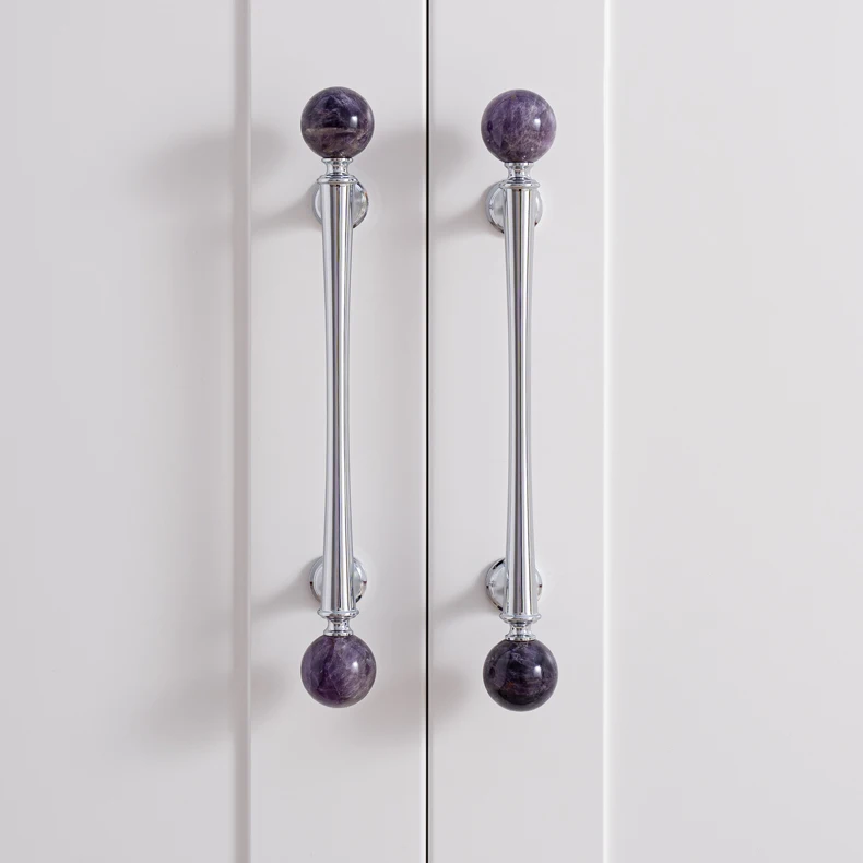 Crystal style cabinet handle with chrome finished brass base — product image 14