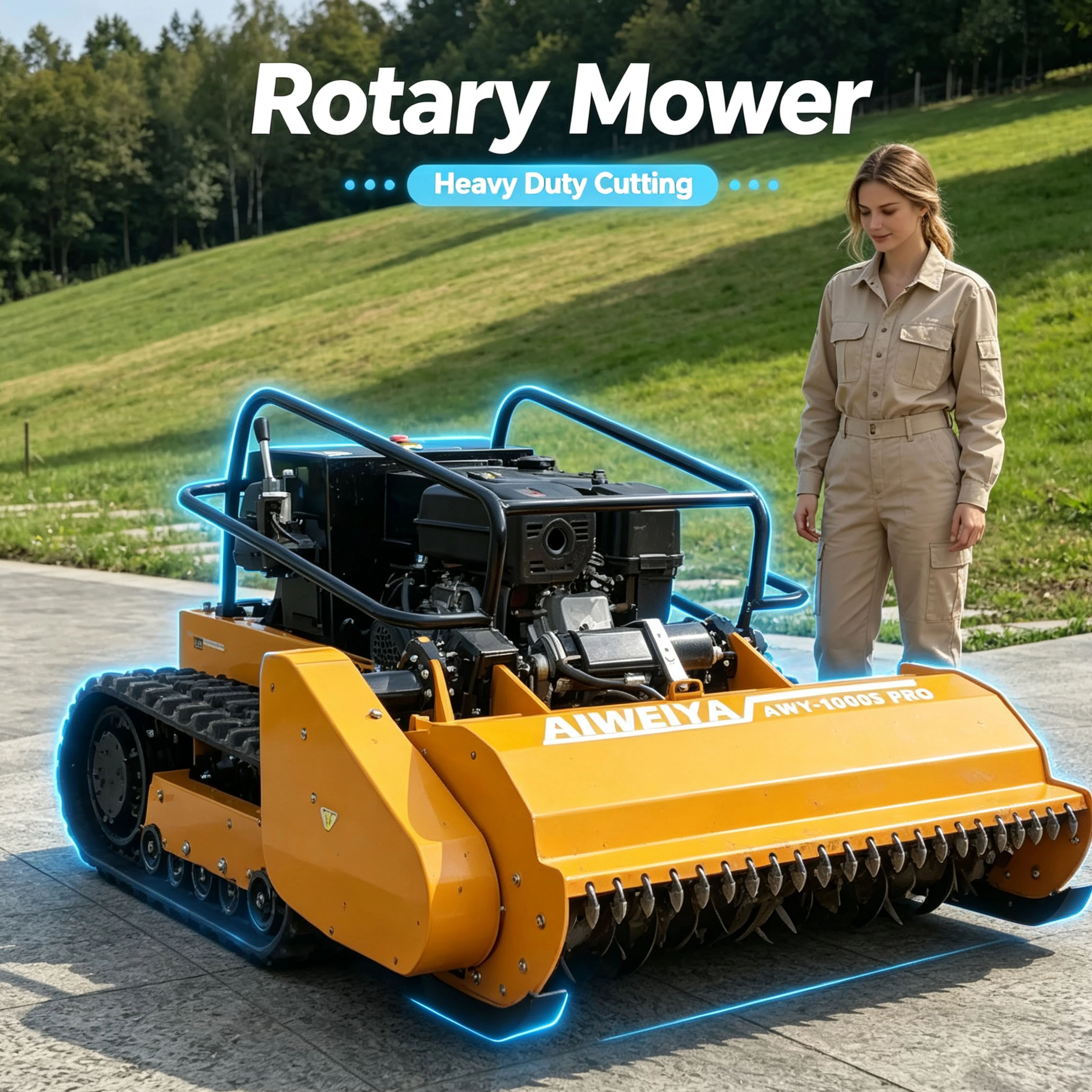 Customized City Road Greening wireless Petrol Remote flail  Mower, Stable Performance Supports Long-hour Continuous Operation