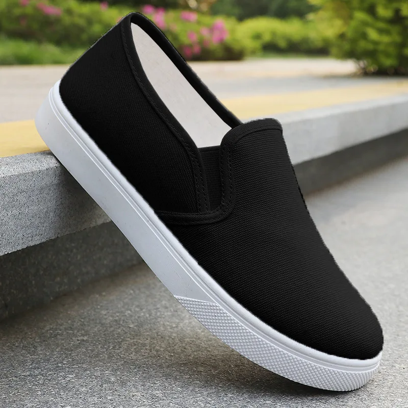 Weiße Slip-On Canvas-Schuhe, rutschfeste, flache Arbeits- und Freizeitschuhe, Unisex-Sneaker – Detail 11
