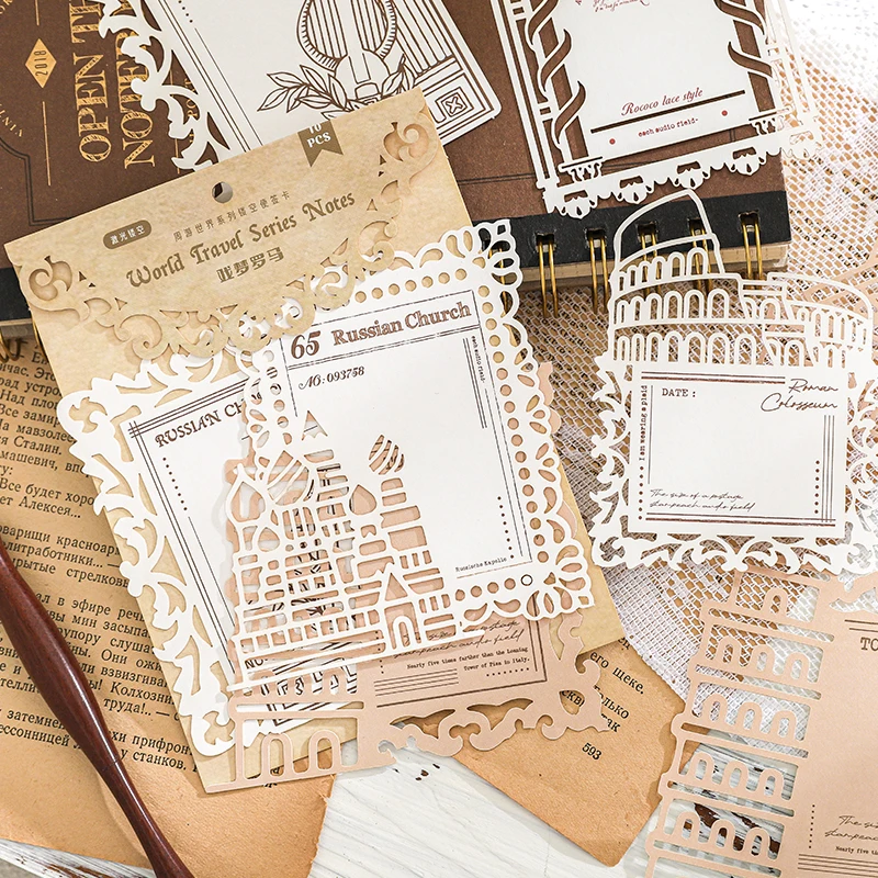 Journal GO 10pcs/lot Cut out Material Paper Travel around the World Junk Journal Scrapbooking Cards Retro Paper for Gift Card