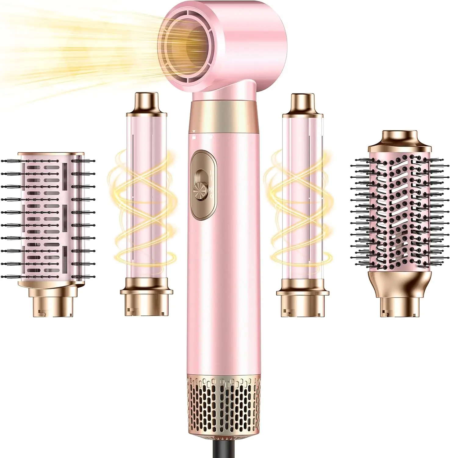 

5-in-1 Blow Dryer Brush Set: Dry, Curl, Volumize, Straighten, Travel Hair Styler Pink