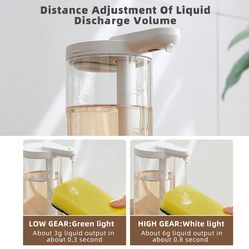 Kitchen 500ml Automatic Liquid Soap Dispenser USB Rechargeable Touchless Hand High Capacity Detergent Bathroom Dispenser