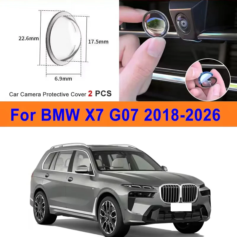 2Pcs For BMW X7 G07 2018-2026 PC Lens Protector Stickers 360 Reverse Image Car Camera Cover Anti-Scratch