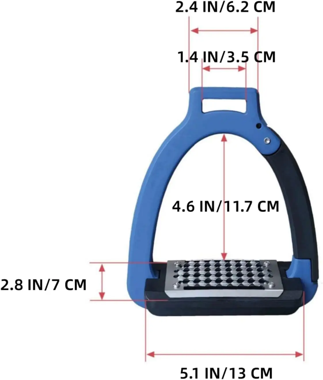 1 Pair Aluminium Alloy Horse Stirrups Safety Stirrups Side Opening Design for English Saddle with 5° Tilt Ergonomic Footplates