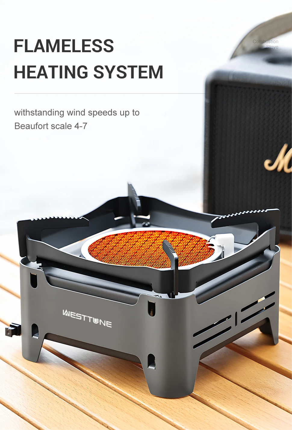 WESTTUNE Gasherd für den Außenbereich, tragbare Kochöfen, Camping-Notfallbrenner mit elektronischer Zündung für Garten, Picknick, Grillen – Detail 6