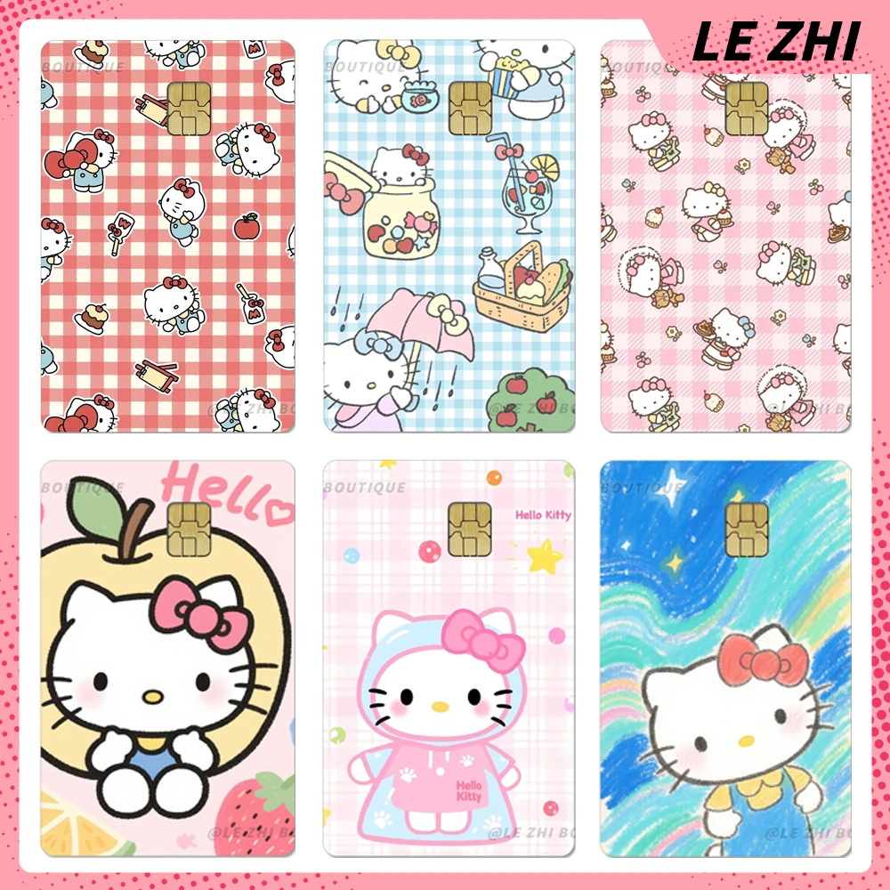 Anime Cartoon Hello Kitty Pvc Credit Card Cover Decoration Diy Waterproof Shining Rainbow Star Love Protective Film Sticker