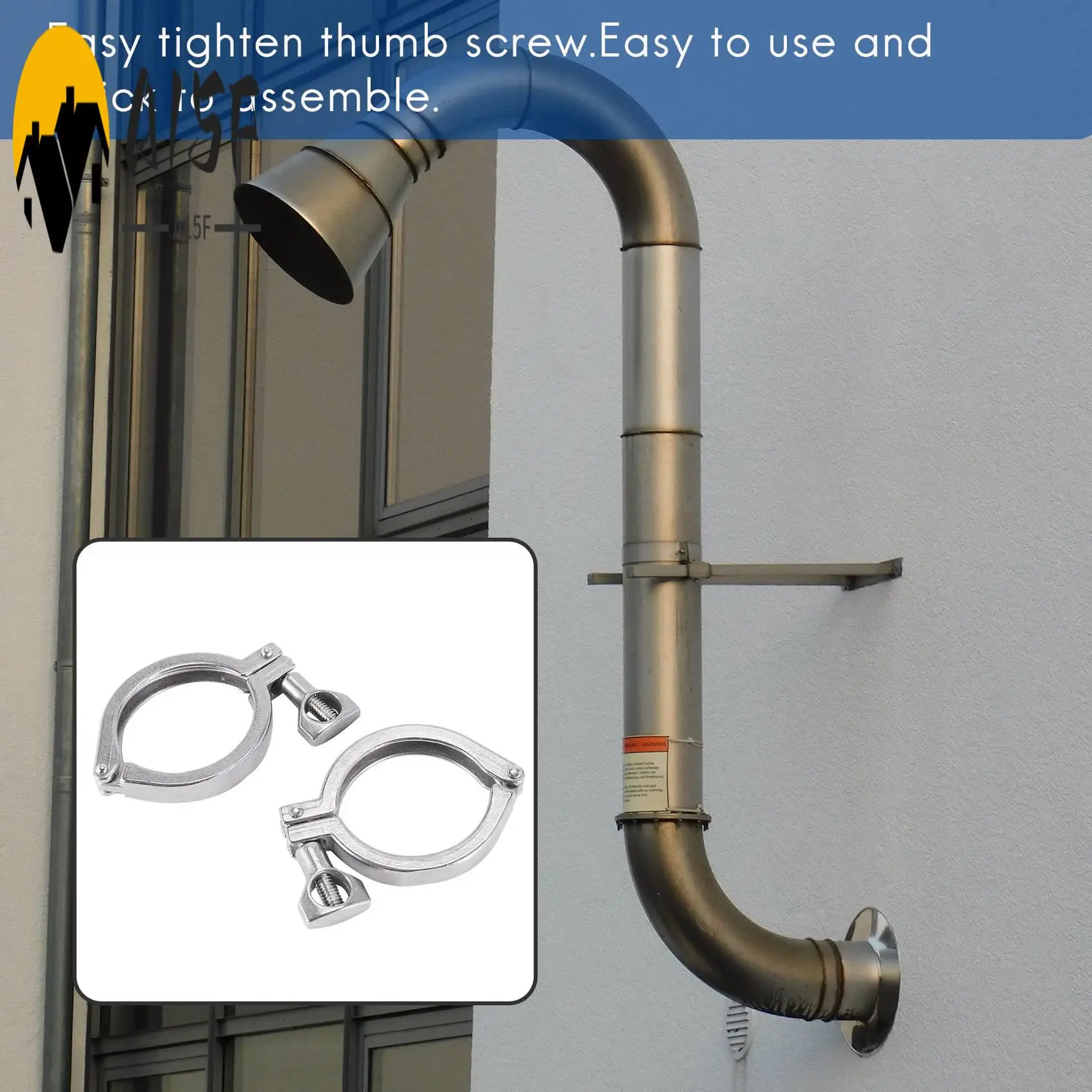 A15F-2Pcs Tri-Clamp Steel Single Pin Heavy Duty Tri Clamp With Wing Nut For Ferrule TC With Silicone Gasket 2 Inch