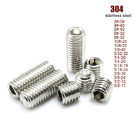 1/50pcs UNC UNF 2# 4# 5# 6# 8# 10# to 5/8-11 304 Stainless Steel Hex Hexagon Socket Allen Cup Point Grub Headless Bolt Set Screw