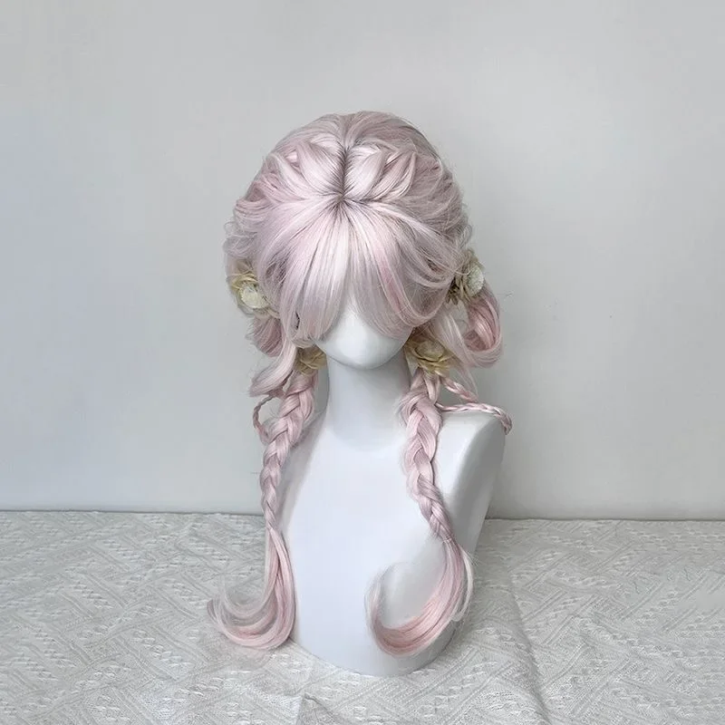 Pink wig, long hair,artificial simulated hair anime game Accessoires, Cosplay, full headgear, curly hair, photo show props