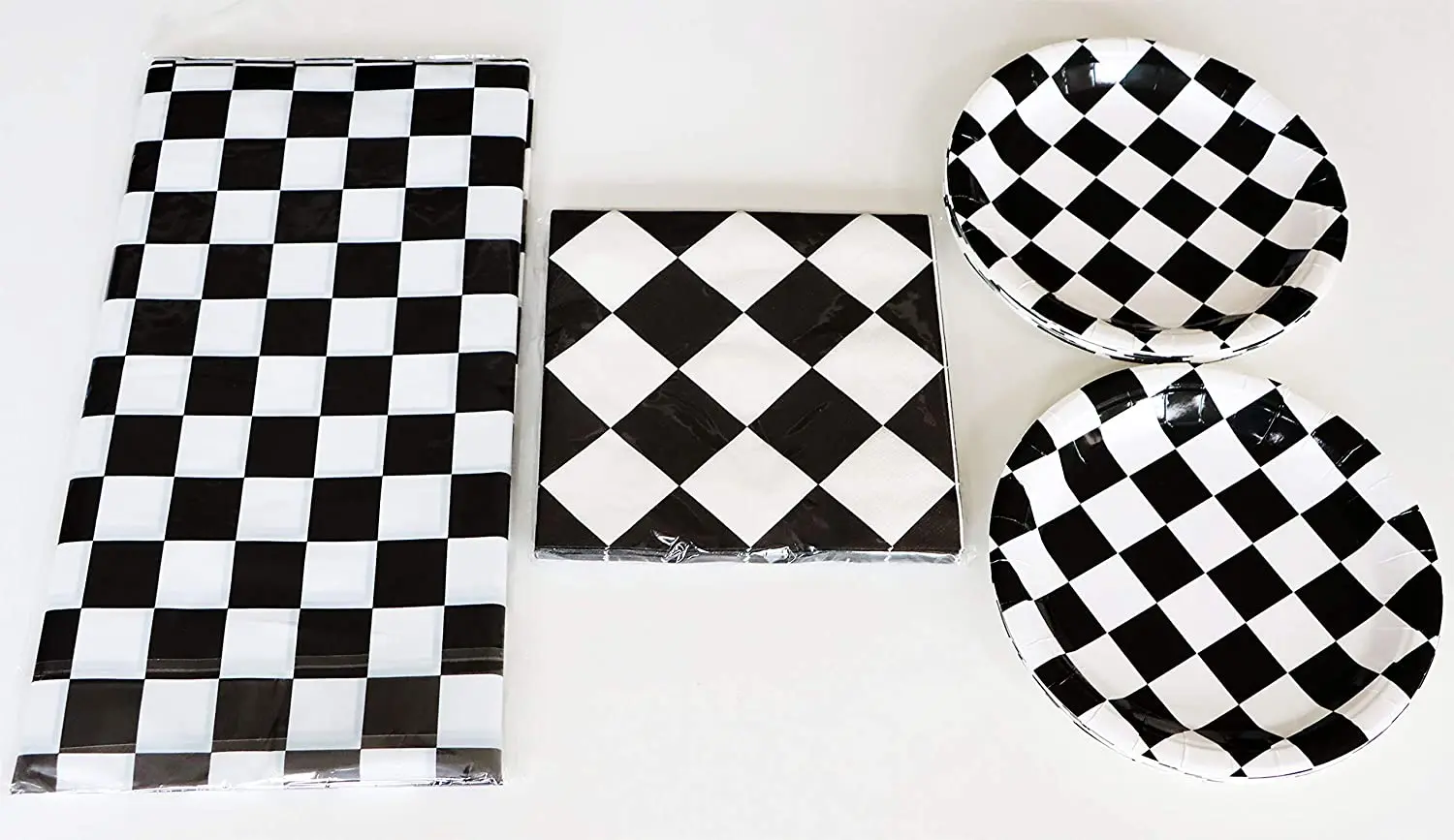 Chess Party Supplies Racecar Black and White Checkered Party Tableware Cup Plate Napkins Birthday Party Decorations Supplies