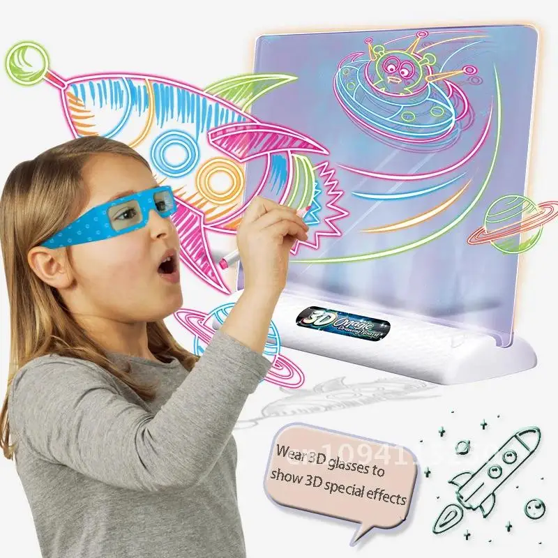 Tavolo da disegno magico 3D LED VR Montessori Giocattoli educativi Bambini che scrivono LCD fai da te Colorazione Pittura Lavagna Graffiti Tablet