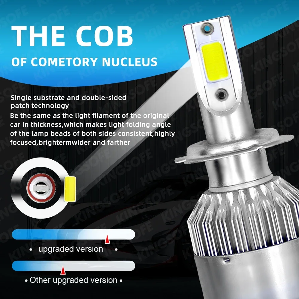 Lampu Depan Mobil LED 2 Buah C6 H4 H7 H11 9005 9006 7600LM 36W Lampu Depan Mobil LED Bohlam Lampu Sorot Tinggi/Rendah Warna 6000K