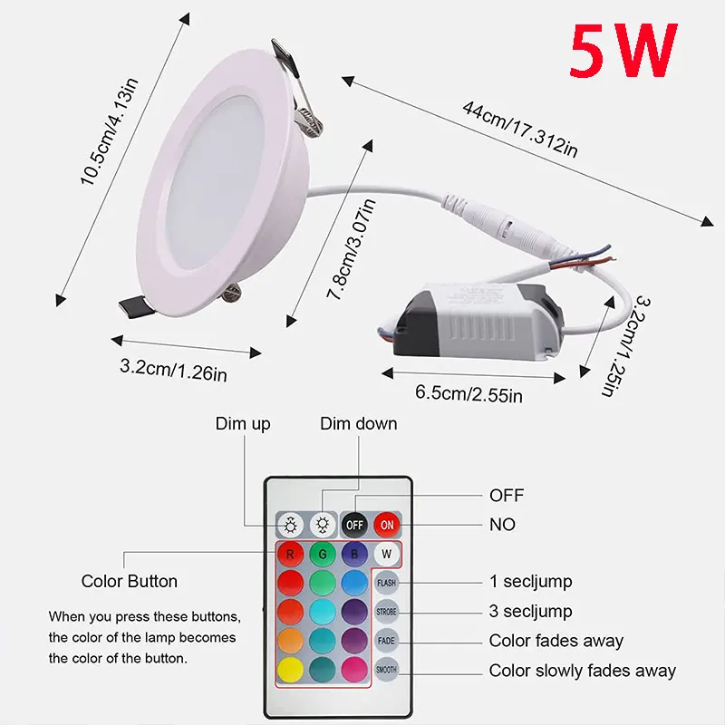 5W 10W LED Downlight RGB Runde Einbau Lampe Schlafzimmer Küche Innen Decke Spot Beleuchtung