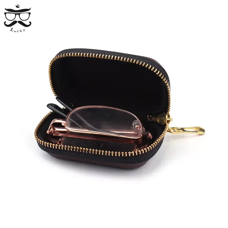 Foldable Reading Glasses Case Men Women Glass Resin Presbyopic Glasses Folding Storage Box PU Folding Reading Glasses Case