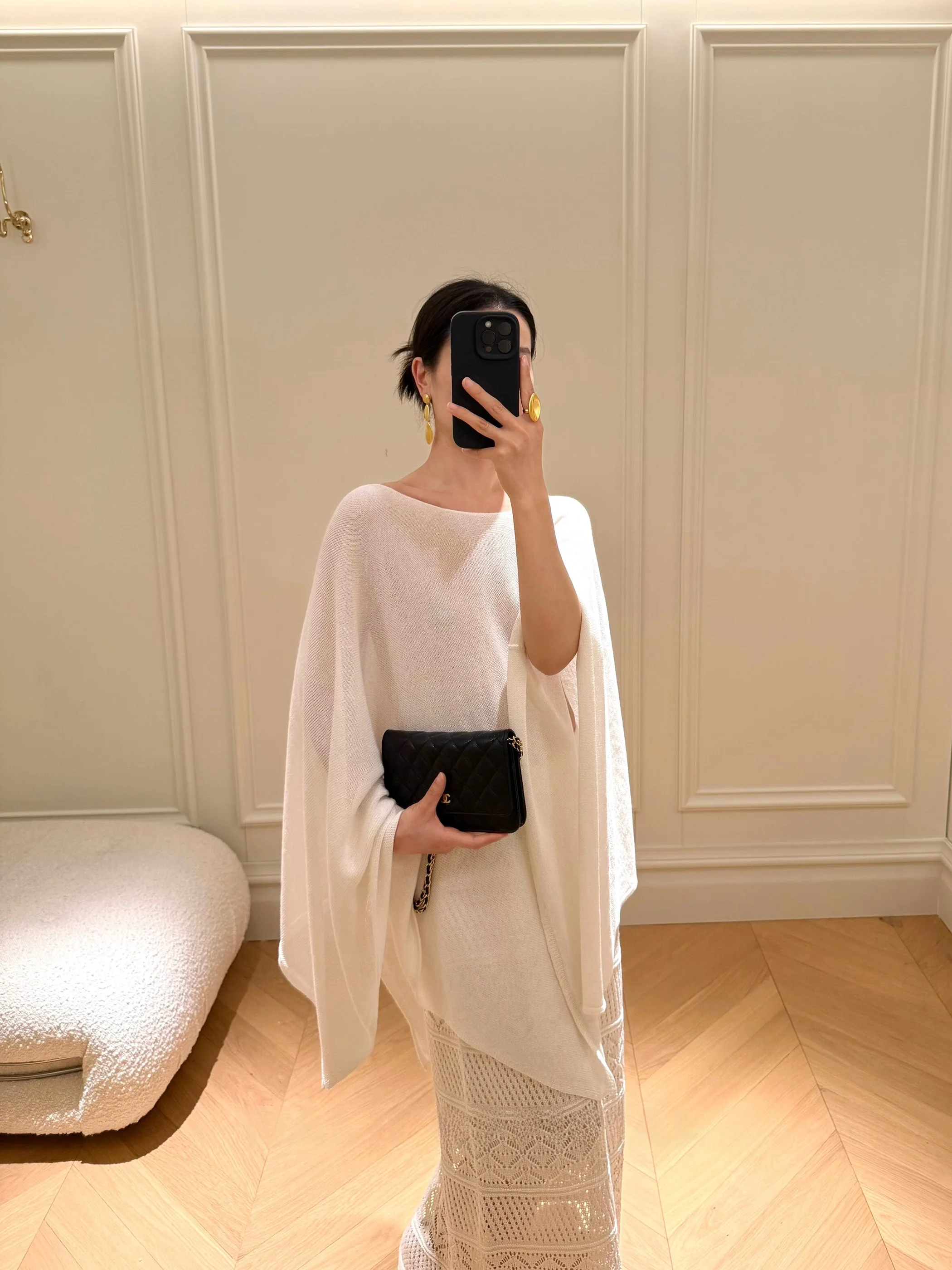 

Вязаный шелковый топ Ele Aosphere с рукавом до локтя, тонкий, средней длины, для повседневной носки