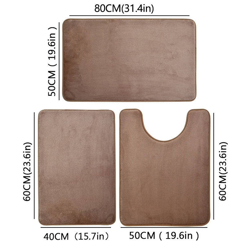 NONE Dreiteilige Toilette, Bade-Bodenmatte, Duschmatte, saugfähige Badematte, rutschfester Teppich, weich und bequem, Waschküche. 4