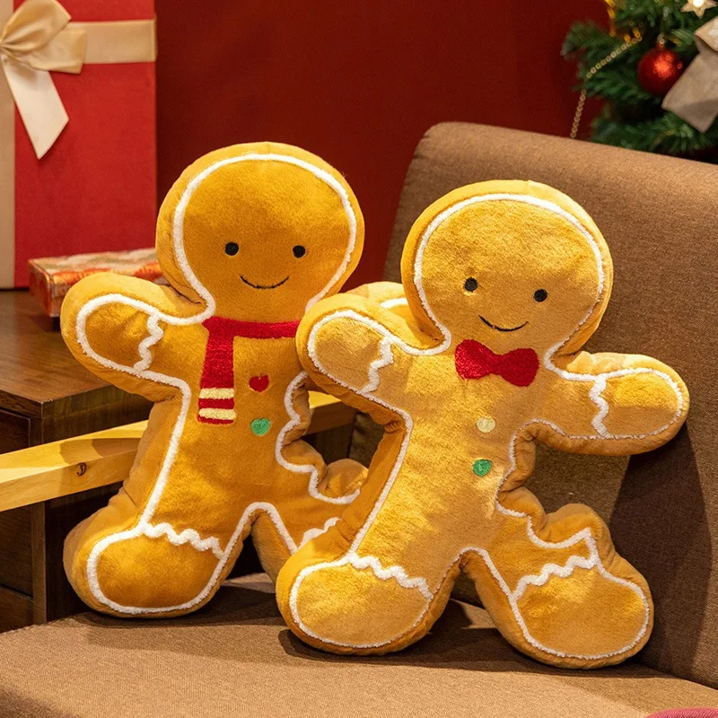 

Christmas Gingerbread Man Plush Pillow Soft Stuffed Cushion Cute Plush Toy for Kids Gift Home Xmas Decoration Multiple Sizes
