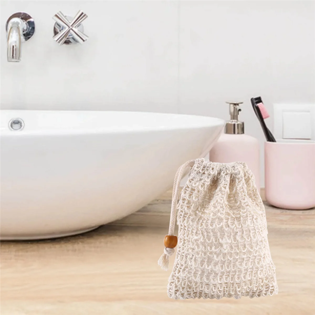 RUAI 40 パック ソープ角質除去バッグ、ソープセーバー製サイザル麻メッシュソープバッグ バー石鹸バッグ 巾着付き バス&シャワー用