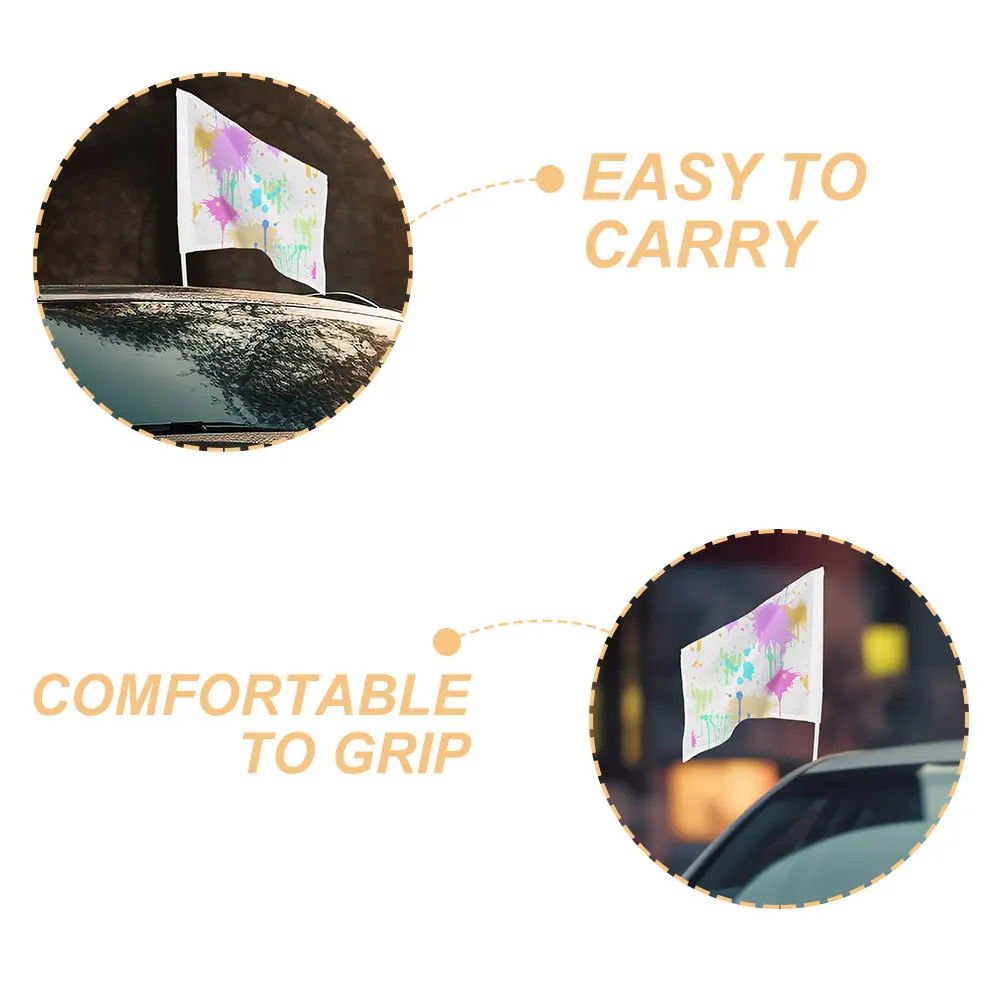 

12 Pcs Car Window Decoration Flag Hand Held Flags Handheld Cheer for Competition White Blank Diy Miss