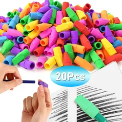 20pcs/Set Random Bulk Pencil Top Erasers Colored Pencils Topper Protector Eraser Caps Office Supplies Student School Stationery