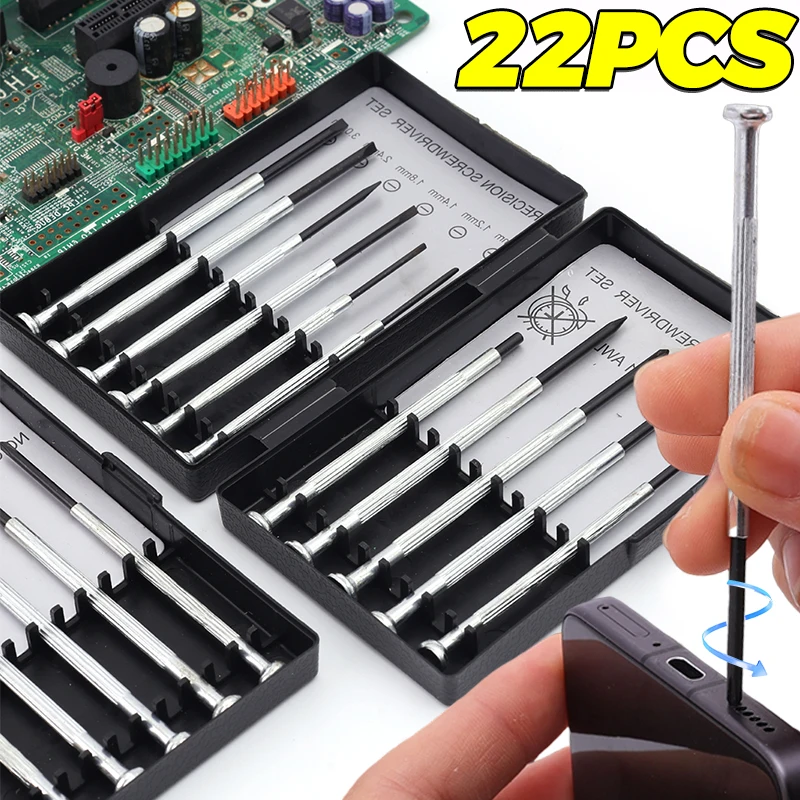 11/22 шт., набор мини-прецизионных отверток с плоской головкой и крестообразным шлицем, маленькая отвертка для электроники, игрушек, ремонта компьютерных часов