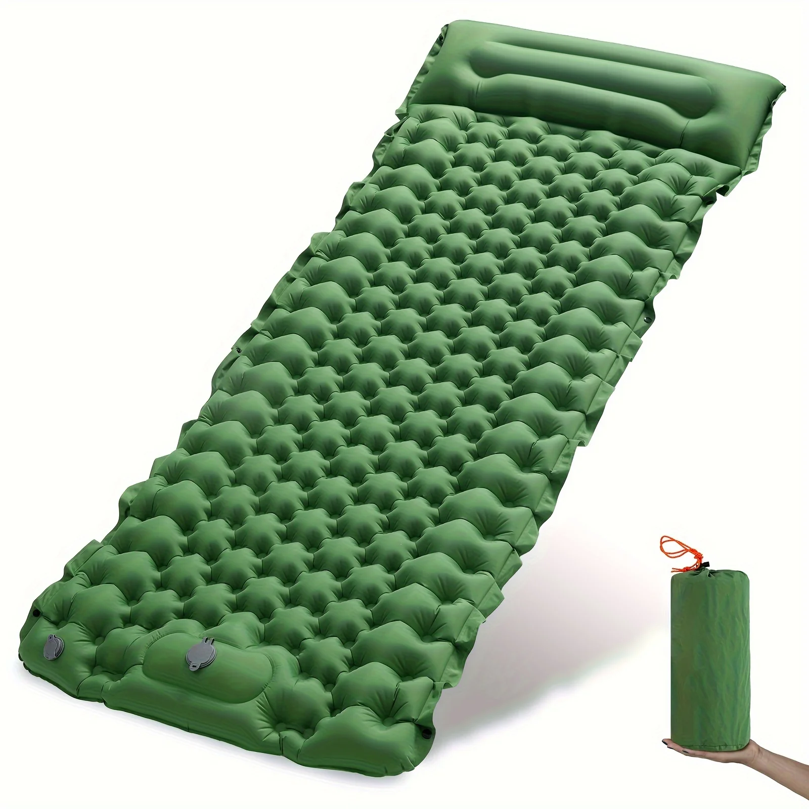 Outdoor Camping Inflatable Mattress Thicken Sleeping Pad with Built-in Pillow & Pump Air Mat for Travel Hiking Climbing